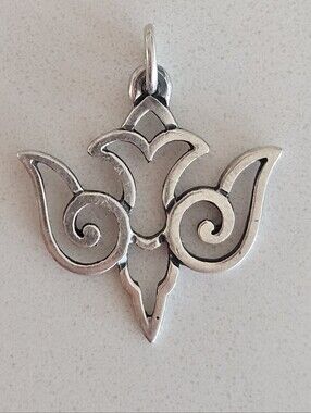 Retired James Avery Descending Dove Charm Sterling Silver Open Scroll Uncut Loop